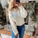 Cream Winter's Welcome Collared Sweater