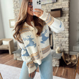 Cream & Mocha Reindeer Wishes Cardigan