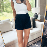 Allie Navy Sweat Shorts with Drawstring Waistband