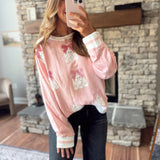 Pink Lace Boo Velvet Bow Sweatshirt