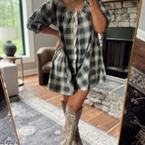 Teal Green Plaid Gridlock Romper