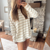 Taupe Susie Striped Oversized Top