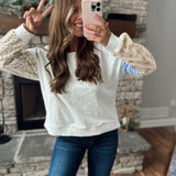 Willa White Multi Decorative Sleeve Pullover