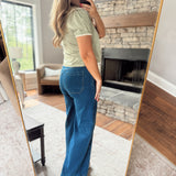 Washed Cobalt Structured Denim Pants