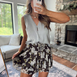 Coal Crush Smocked Lace Up Skirt