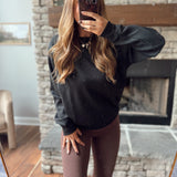 In My Athletic Era Black Mock Neck Crew