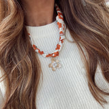 Floral Pearl Flower Charm Bandana Necklace