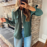 Hunter Green Velvet Haze Shacket