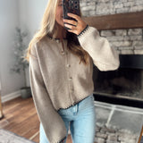 Taupe Stitched Cardigan