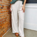 Ariana Ecru Fringe Hem Cargo Pants