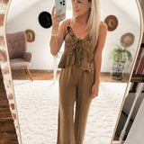 Bronzed and Beautiful Wide Leg High Waisted Satin Pants