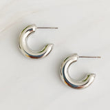 Silver Smaller Polished Hoop Earrings