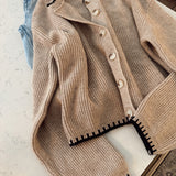 Taupe Stitched Cardigan