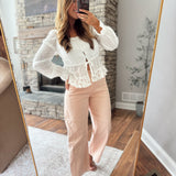 Off White Button Up & Ruffled Top