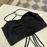 Armani Black Linen Ruched Top