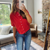 Red Logan Short Sleeve Knit Cardi