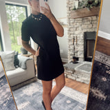 Black Monoseam Scuba Mock Neck Mini