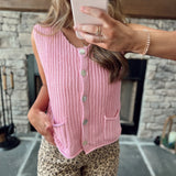 Billie Pink Chunky Knit Sweater Vest