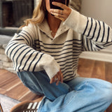 Oatmeal Halfsies Button Up Sweater