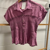 She's Flattering Pink Ruched Short Sleeve FINAL SALE