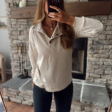 Beige Buttoned Bliss Pullover