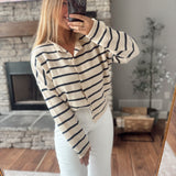 Natural Cabana Striped Piper Knit Cardigan