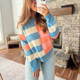 Denim Blue Colorblock Sweater