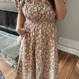 Ruthy Taupe Floral Short Sleeve Maxi