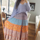 Love Always Rose Blue Floral Mix Midi