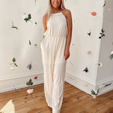 Aurora Cream Cinch-Waist Jumpsuit
