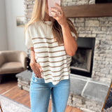 Cream/Camel Genesis Striped Sweater Top