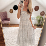 Blue Dancing Petals Midi Dress
