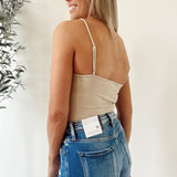 Talk About It Sand Lace-Up Bodysuit