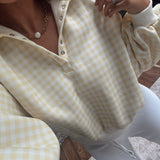 Yellow Checkered Malyd Snap Button Pullover