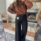 Risen Black Tummy Control HR Palazzo Jeans