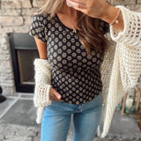 Black Kynance Floral Lace Tee