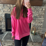 Comfy Girl Vibes Hot Pink Micro Fleece Crewneck