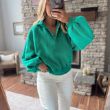 Green Montauk Snap Button Pullover