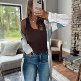 Chocolate Square Neck Sleeveless Knit Top