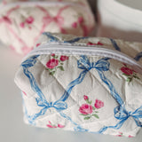 Blue Ribbons & Roses Cosmetic Bag