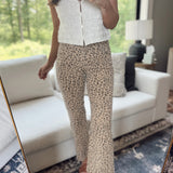 Risen Leopard MR Ankle Slim Straight Jeans