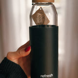 Black Water Bottle with Bamboo Lid