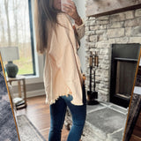 Pink Beige Worktop Button Down Denim Shacket