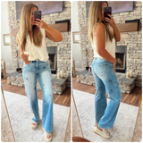 Risen Medium Star Wide Leg Jeans