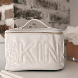 White Crocodile Skin Embroidered Cosmetic Bag