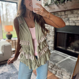 Gretchen Ruffle Sleeveless Open Cardi