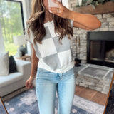 Gray Checkmate Knit Short Sleeve