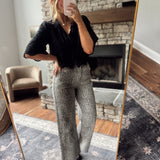 Black Azalea Floral Embroidered Tie Front Blouse