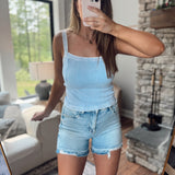 Sky Square Up Vintage Wash Ribbed Tank