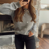 Heather Gray Whimsy Wildflower Sweater